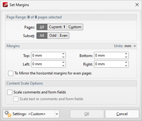 set.margins.dialog.box
