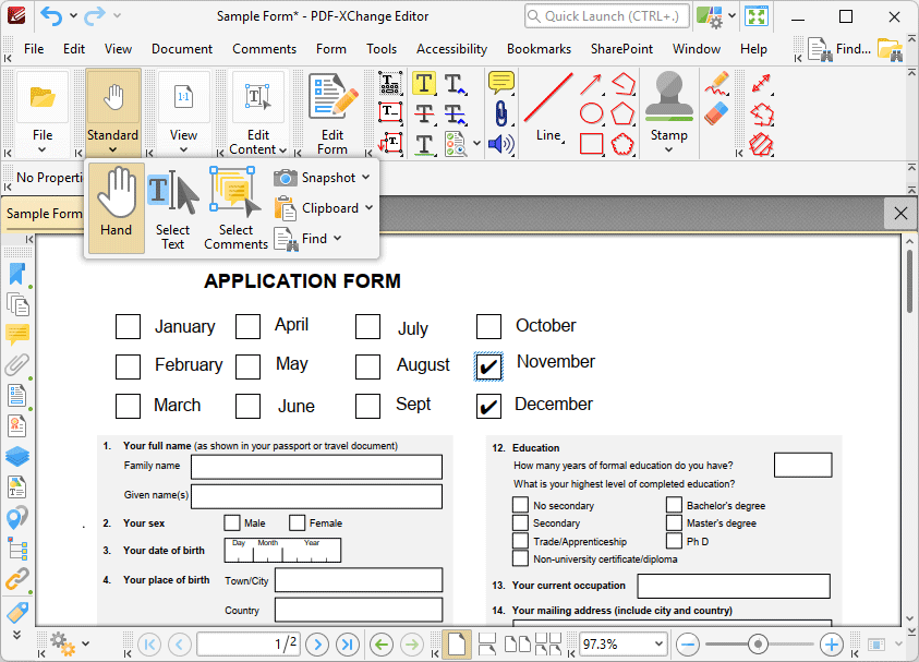 Tabs Guide > View > Toolbars > Form Toolbar > Add Check Boxes to Documents