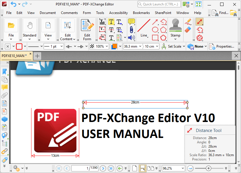 Tabs Guide > Tools > Measuring Tools > Distance Tool
