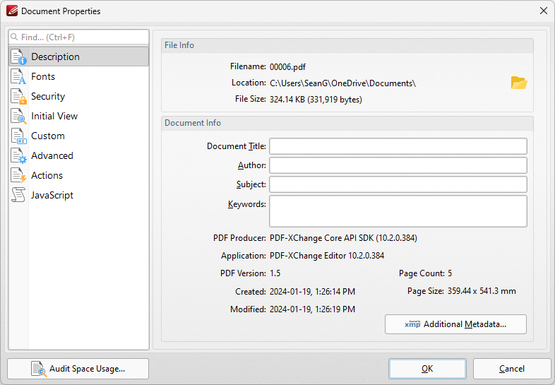 Appendix > Macros > Document Info