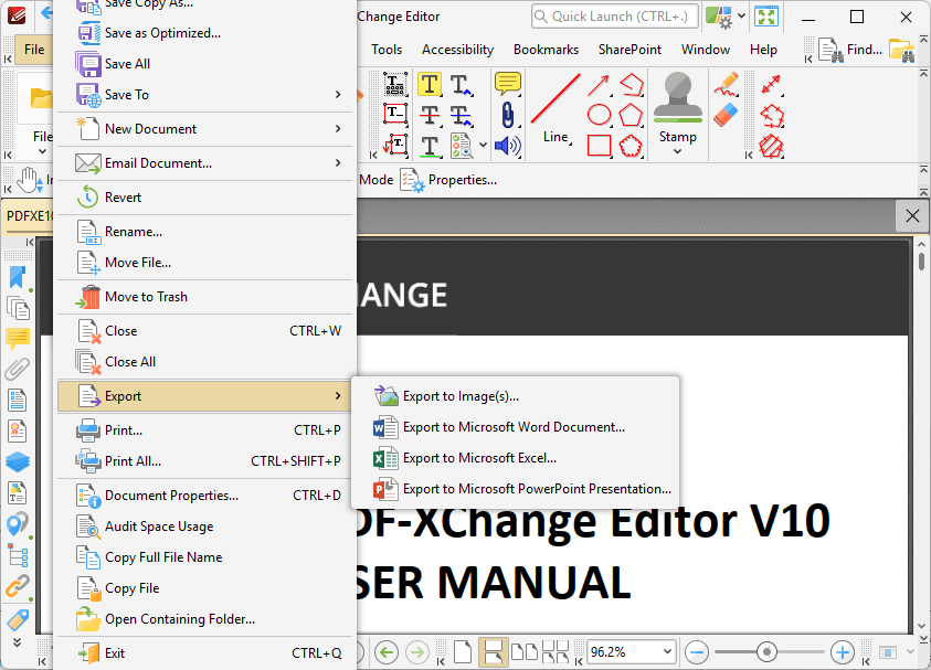 Tabs Guide > File > Export