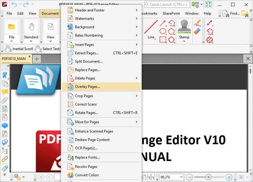 Overlay Using Pdf Tabs Guide > Document > Overlay Pages