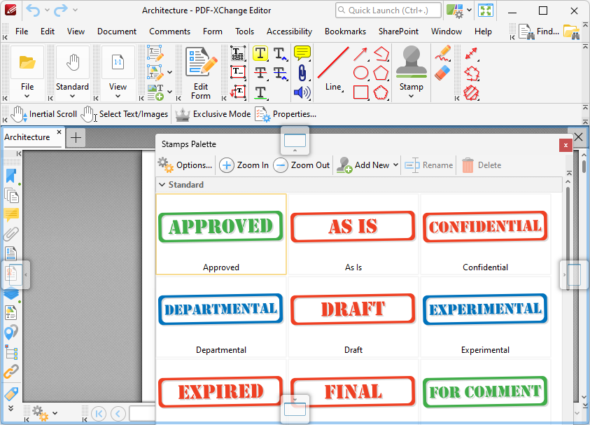 Tabs Guide > View > Other Panes > Stamps Palette
