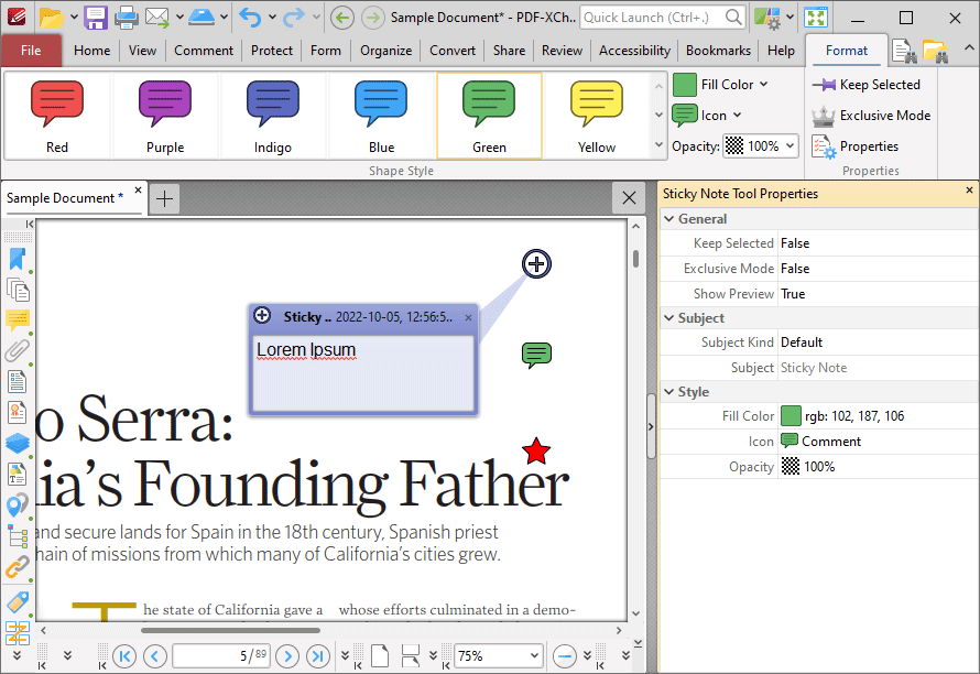 sticky.note.format.tab.ribbon