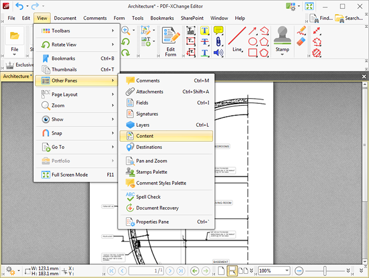 Tabs Guide > View > Other Panes > Content