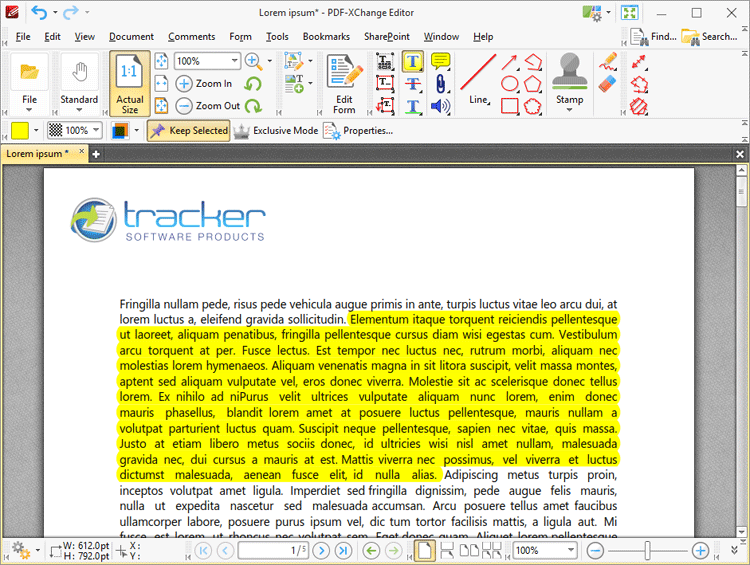 Tabs Guide > Tools > Comment And Markup Tools > Highlight Text Tool