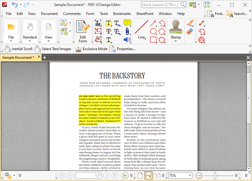 Tabs Guide > Tools > Comment And Markup Tools > Highlight Text Tool