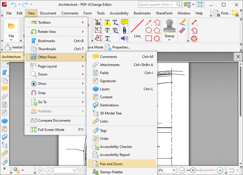Tabs Guide > View > Other Panes > Pan and Zoom
