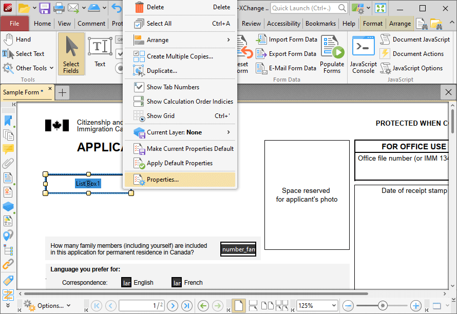 list.box.properties.ribbon