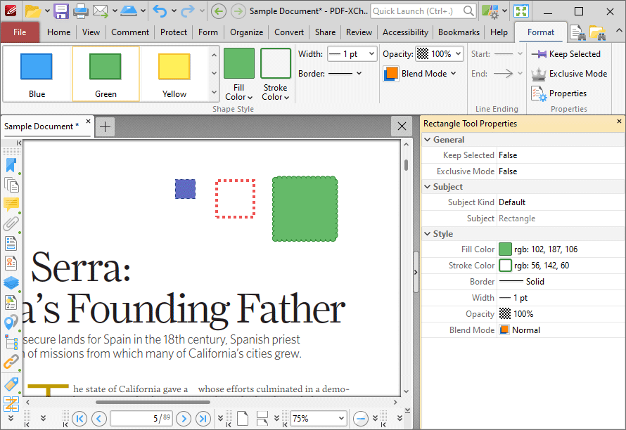 rectangle.format.tab.ribbon