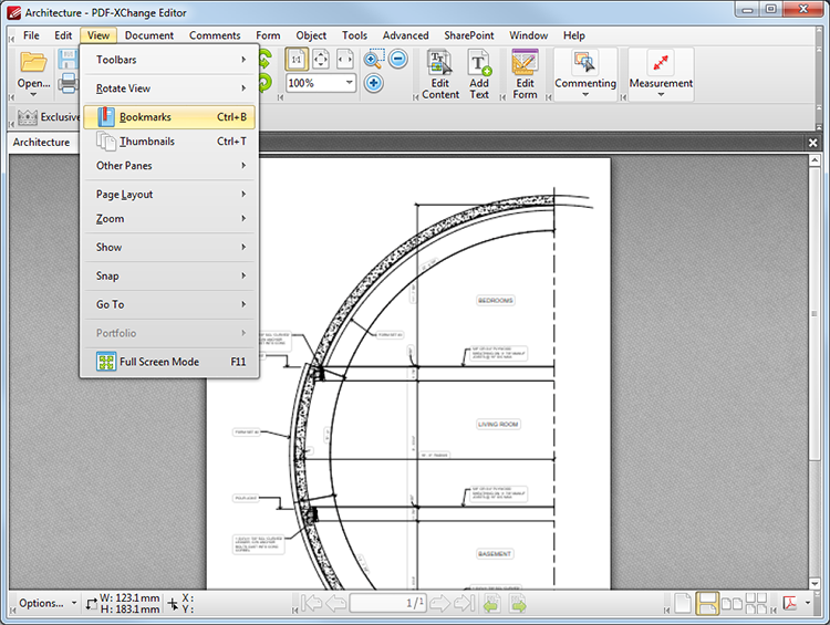 PDFXChange Editor Plus User Manual > Tabs Guide > View > Bookmarks