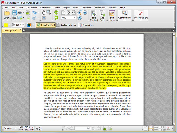 PDF-XChange Editor Plus User Manual > Tabs Guide > Tools > Comment And ...