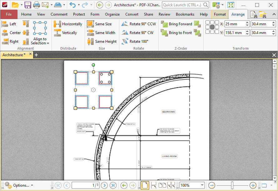 PDF-XChange Editor Plus V8 User Manual > Tabs Guide > Arrange Tab