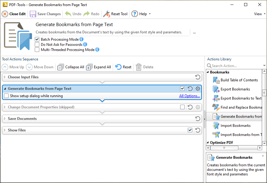PDF-Tools V8 User Manual > Actions Library > Bookmark Actions ...