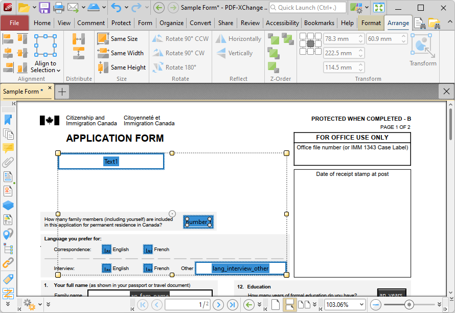 arrange.tab.options