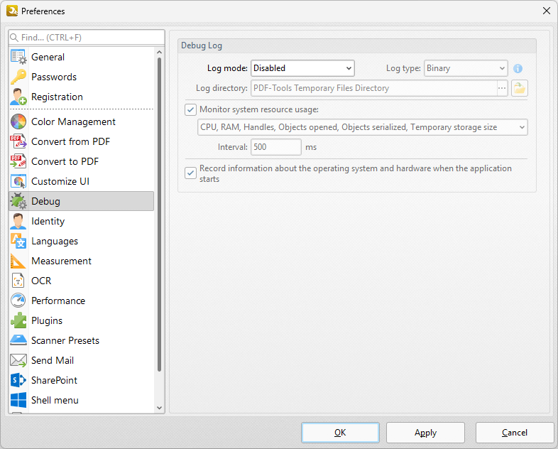 debug.preferences.dialog.box