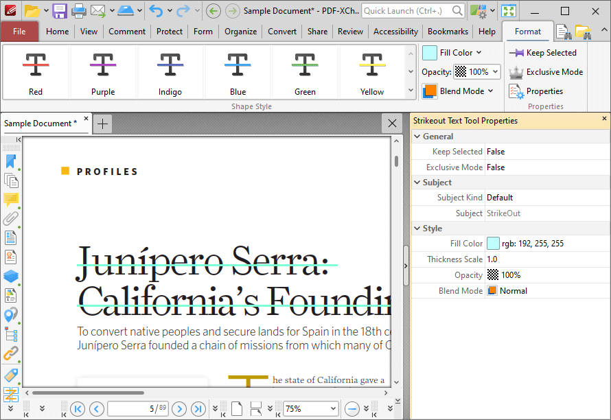 strikeout.tool.format.tab.ribbon