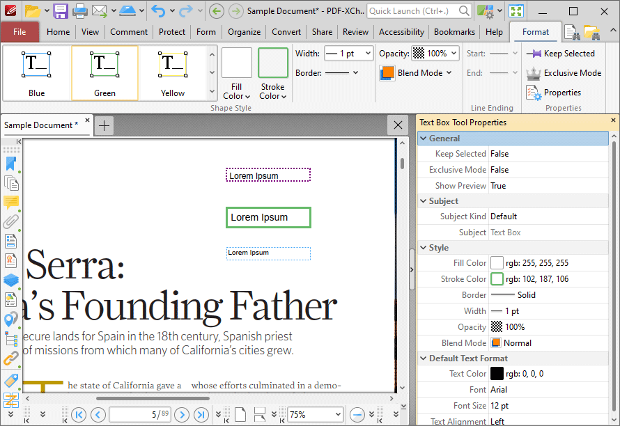 text.box.tool.format.tab.ribbon