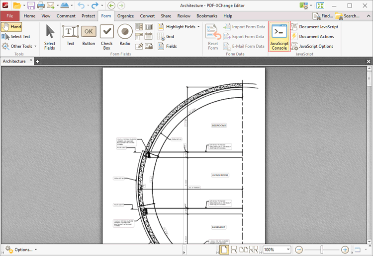 javascipt.console.location.ribbon