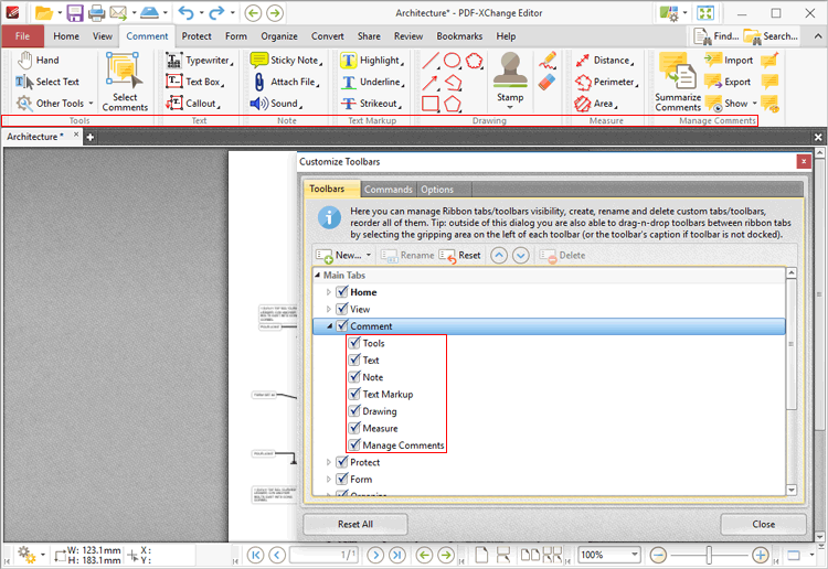 Tabs Guide > Help Tab > Customize Toolbars