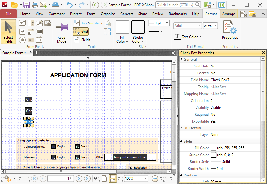 check.box.properties.pane.ribbon