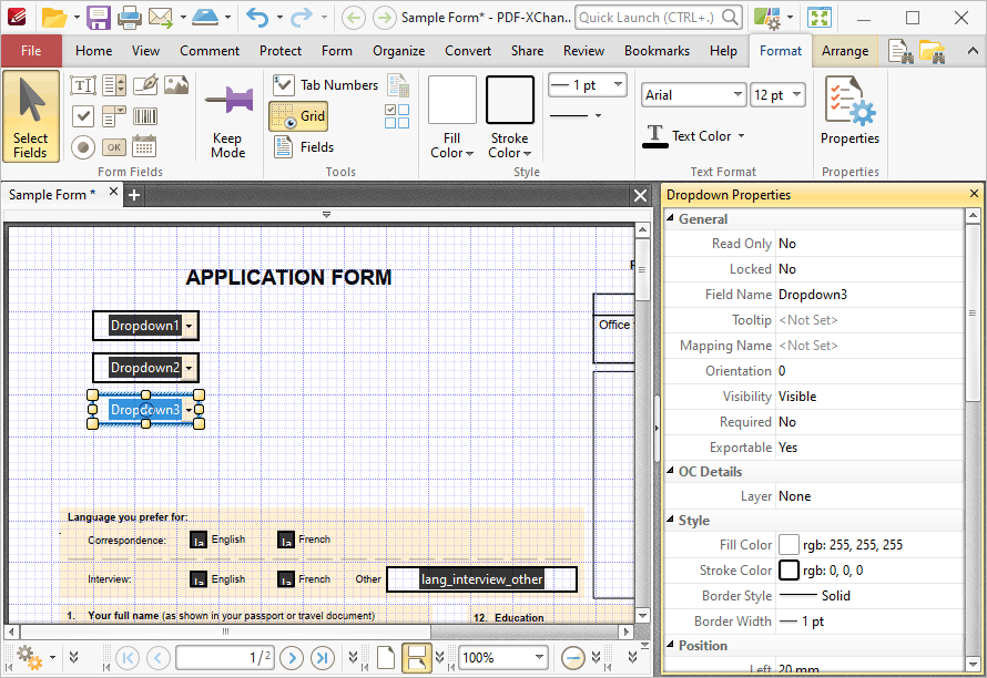 dropdown.properties.pane