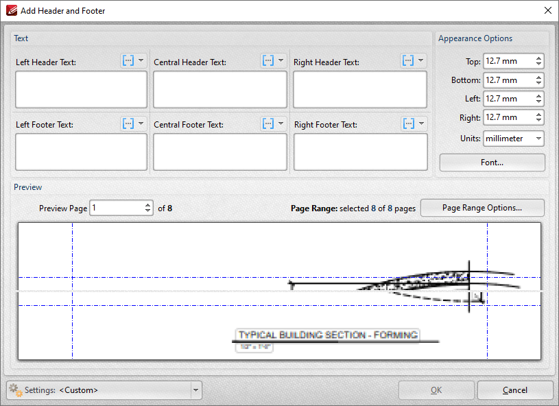 header.footer.dialog.box.ribbon