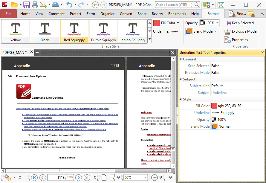Underline Tools In Computer PDF-XChange Editor V8 User Manual > Tabs Guide > Comment Tab ...